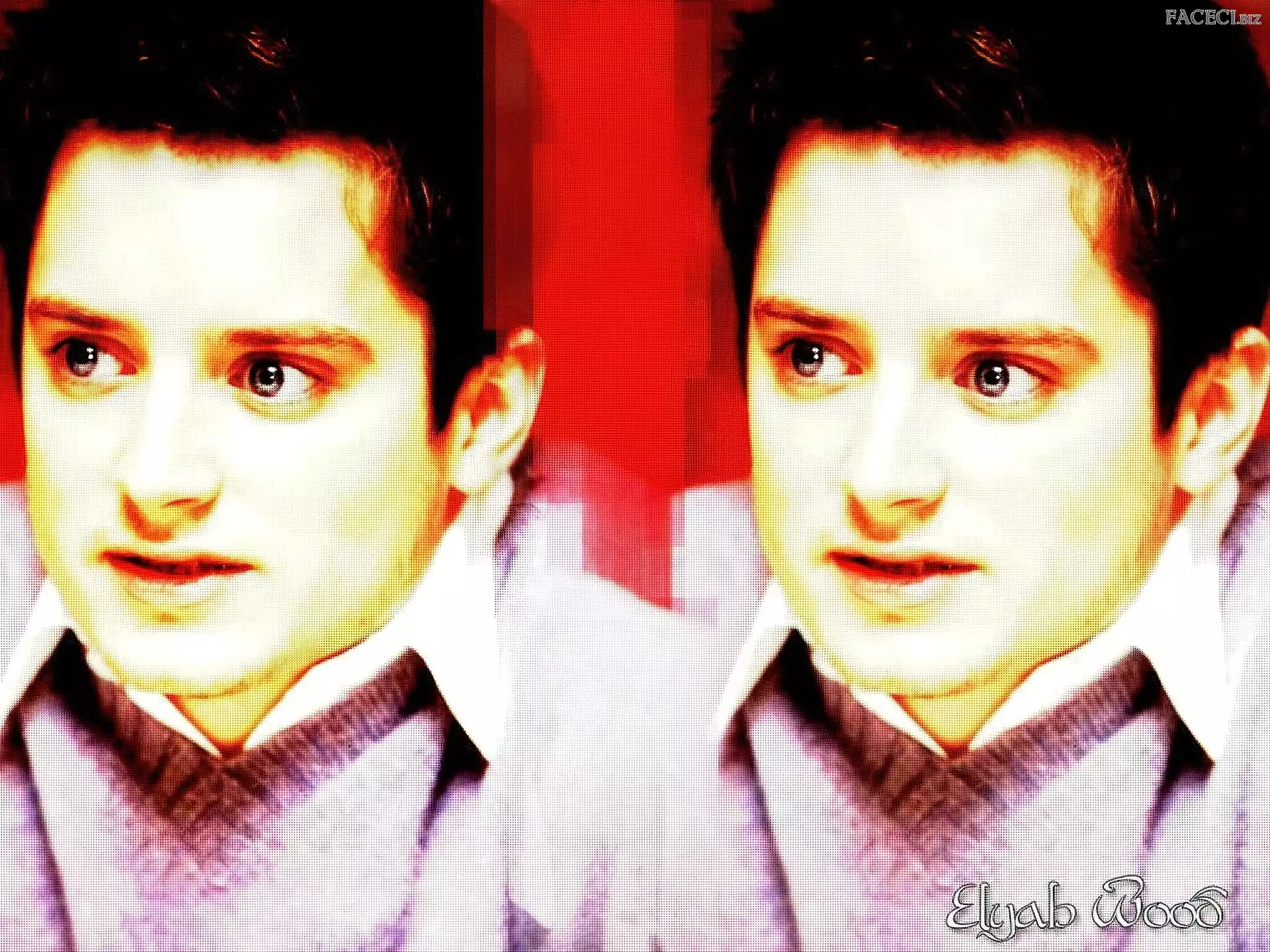 biała koszula, Elijah Wood, niebieskie oczy