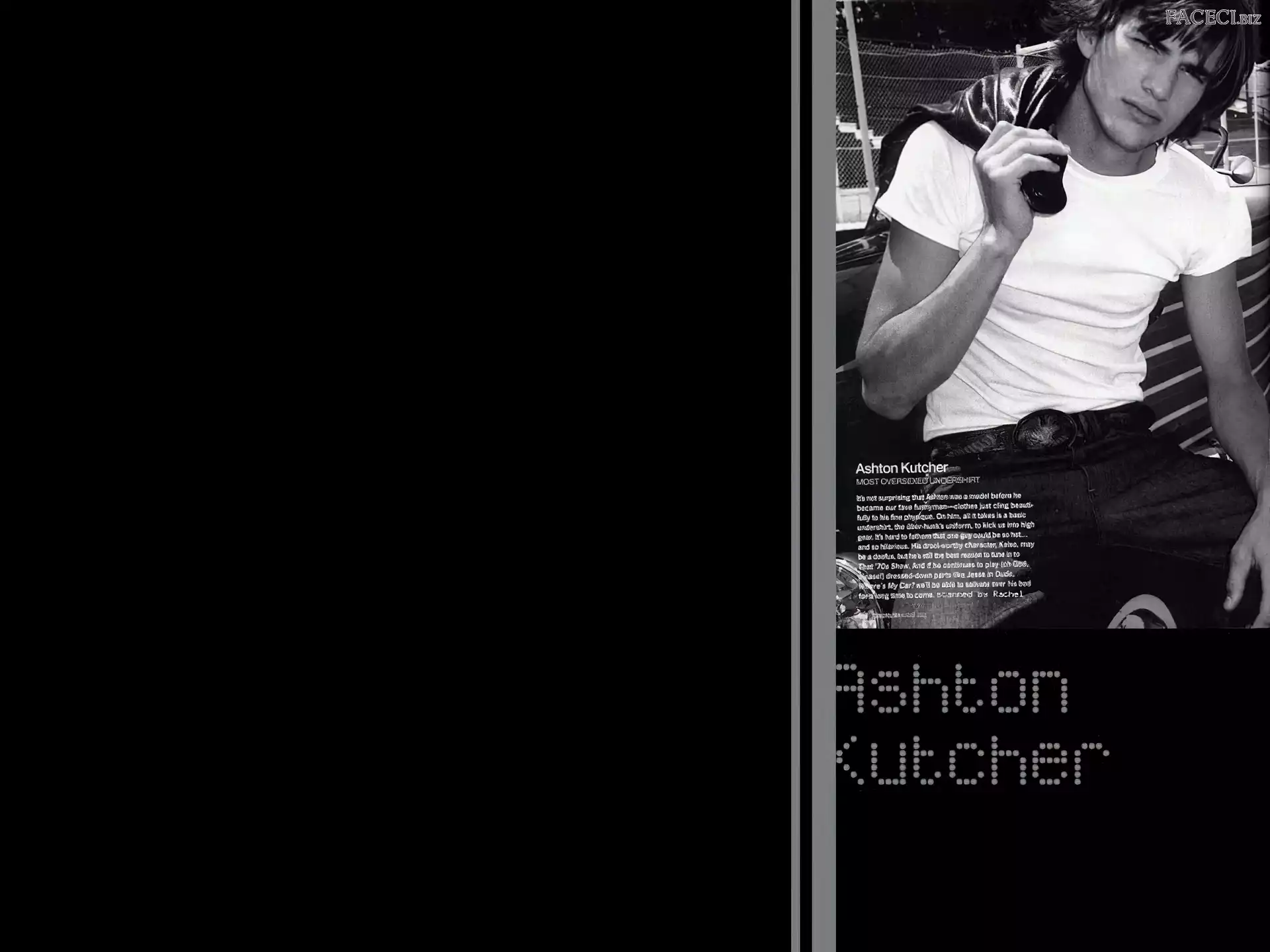 biały, pasek, Ashton Kutcher, t-shirt