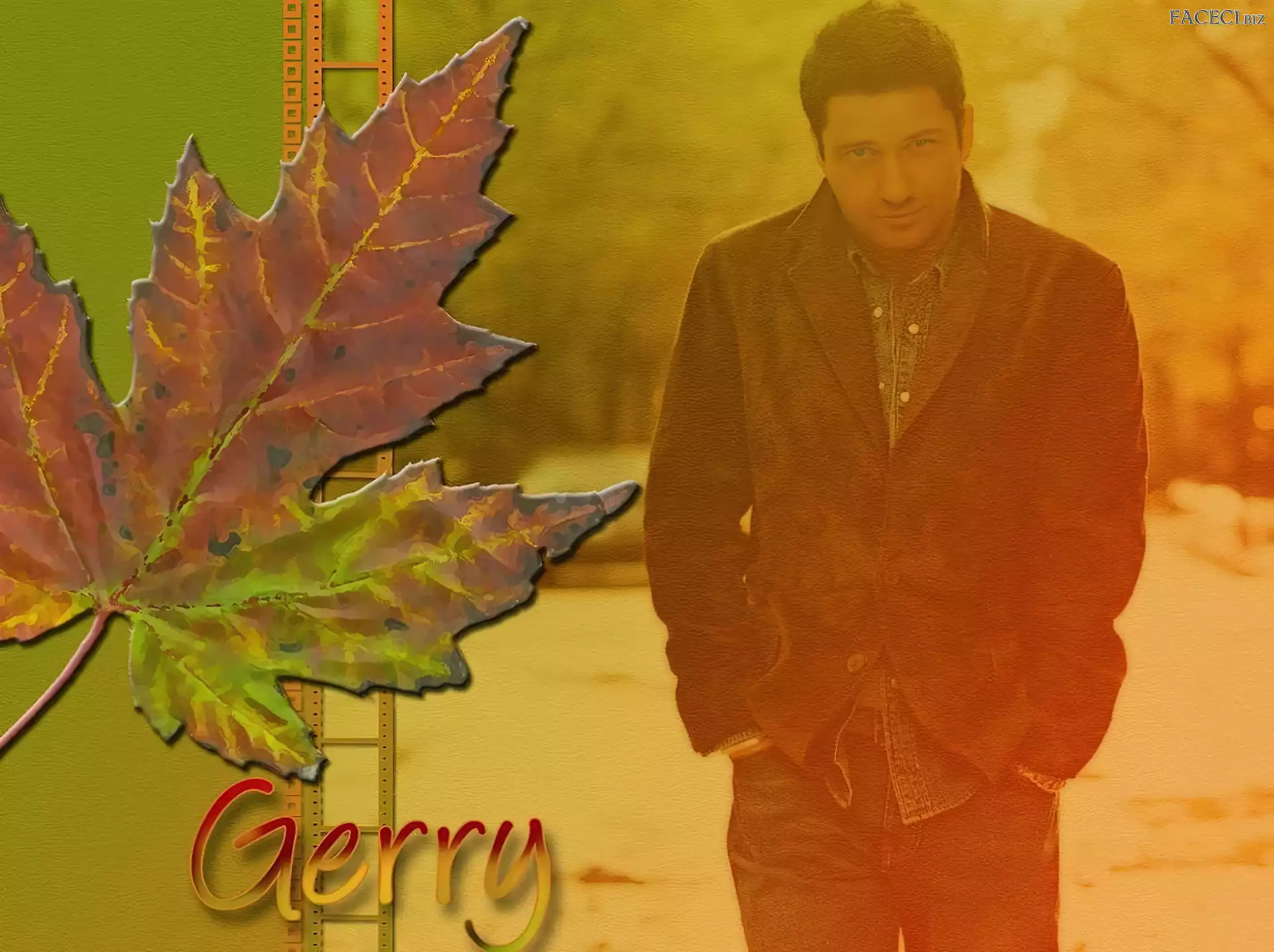 ciemny strój, Gerard Butler, listek