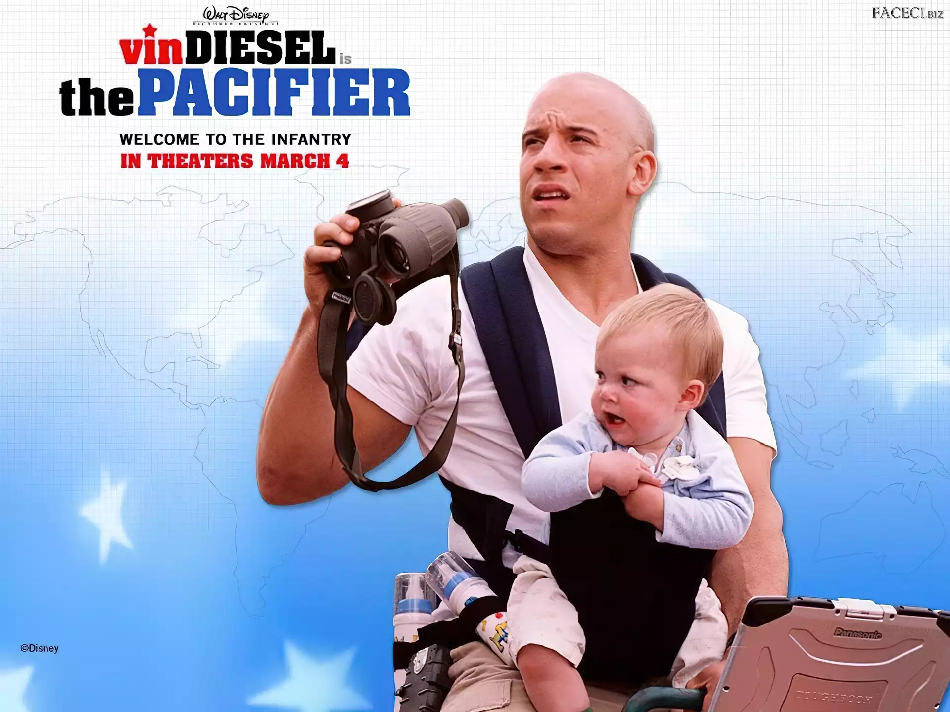 dziecko, Vin Diesel, lornetka