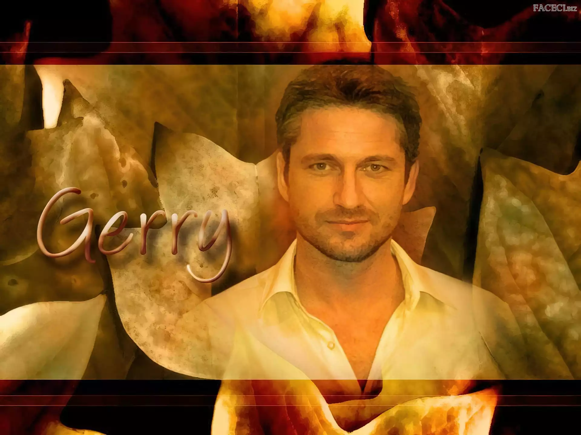 Gerard Butler, biała koszula