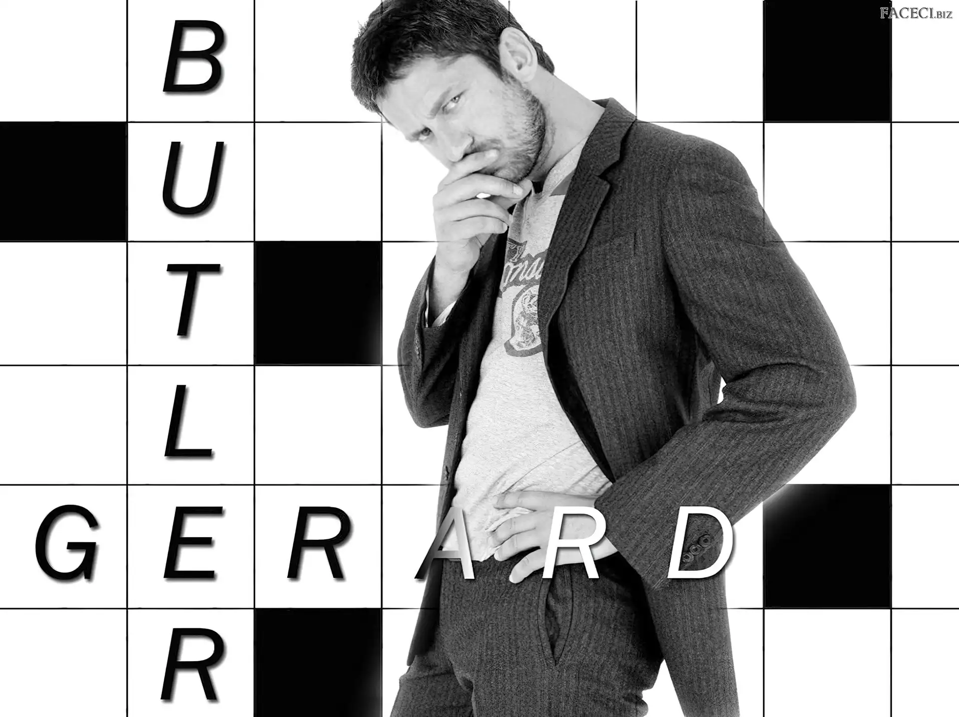 szary garnitur, Gerard Butler