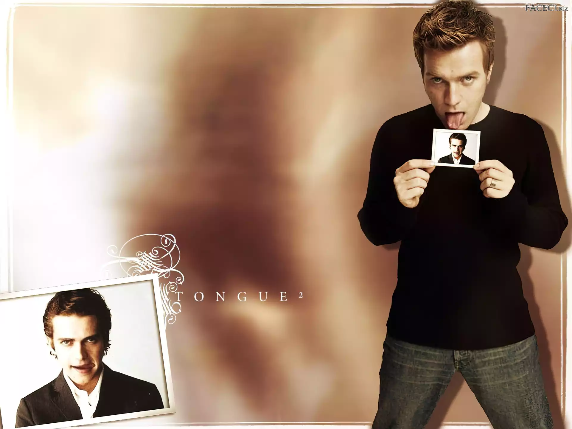 jeansy, Ewan McGregor, czarny sweterek