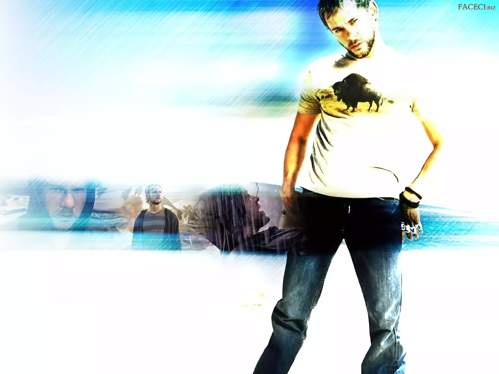jeansy, Dominic Monaghan, t-shirt