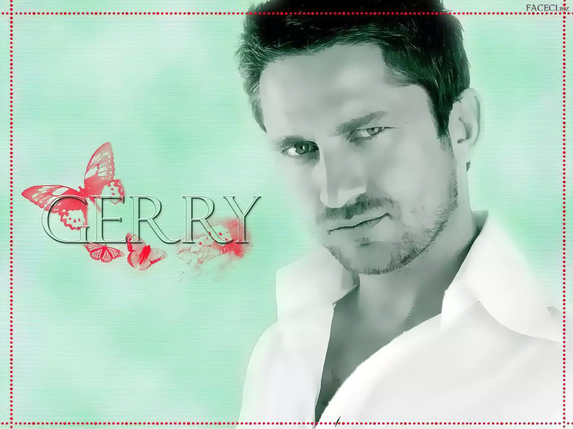 motylek, Gerard Butler, biała koszula