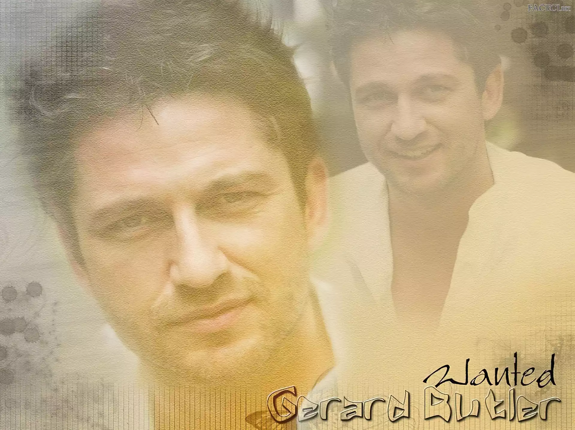 niebieskie oczy, Gerard Butler, biała koszula