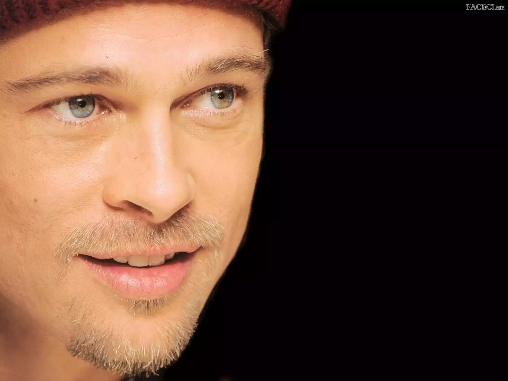 niebieskie, bródka, Brad Pitt, oczy