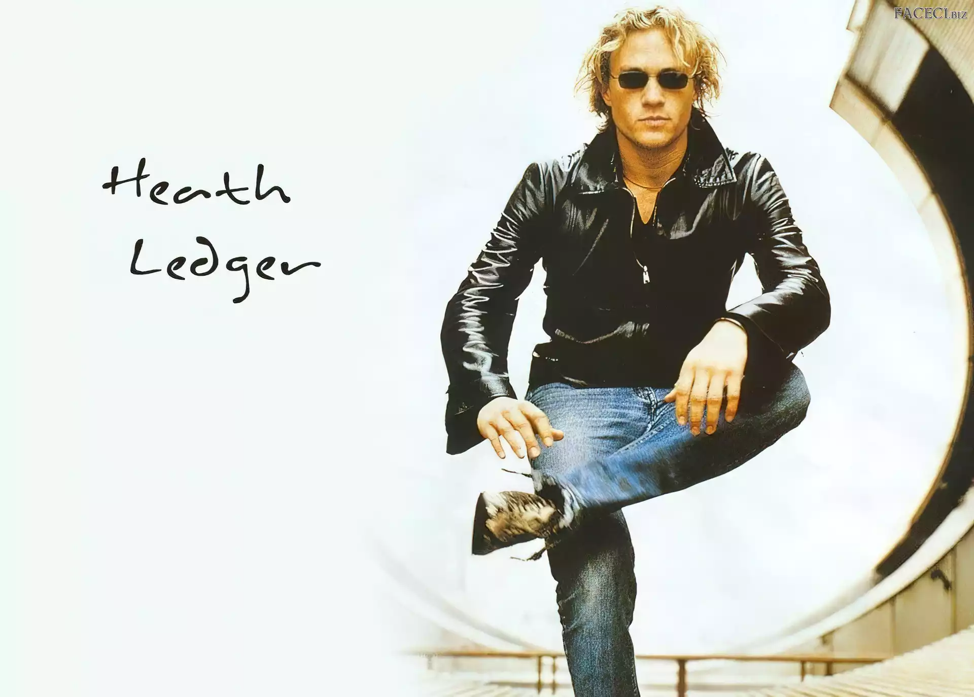 okulary, Heath Ledger, skórzana kurtka