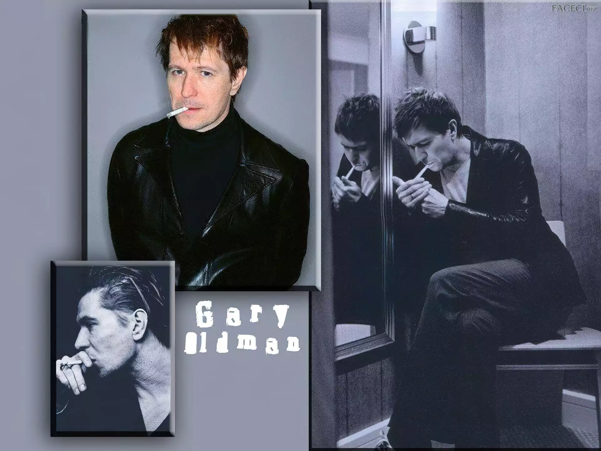 papieros, Gary Oldman, czarna kurtka