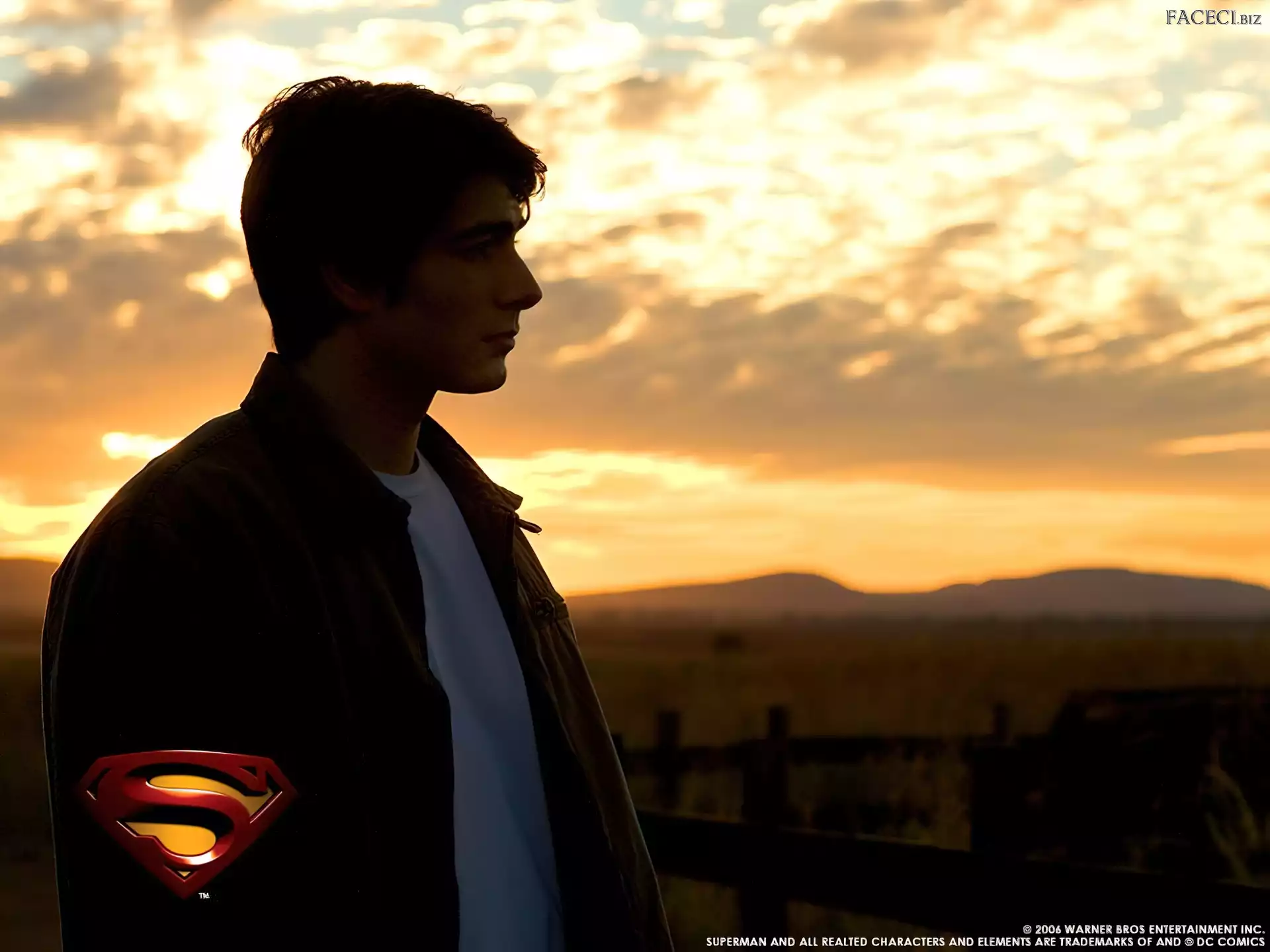 smutny, płot, Brandon Routh, Superman Returns, zachód