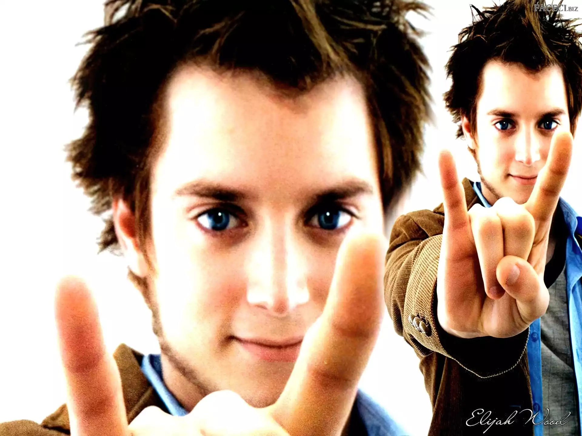 ręka, Elijah Wood, niebieskie oczy
