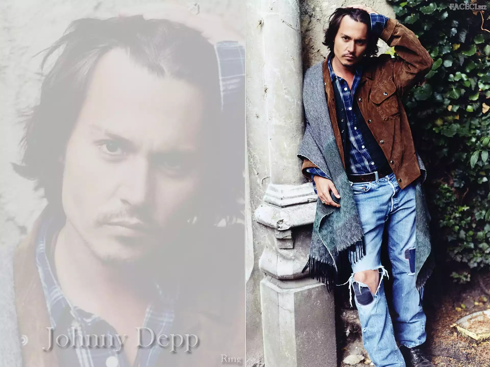 szal, Johnny Depp, długie włosy