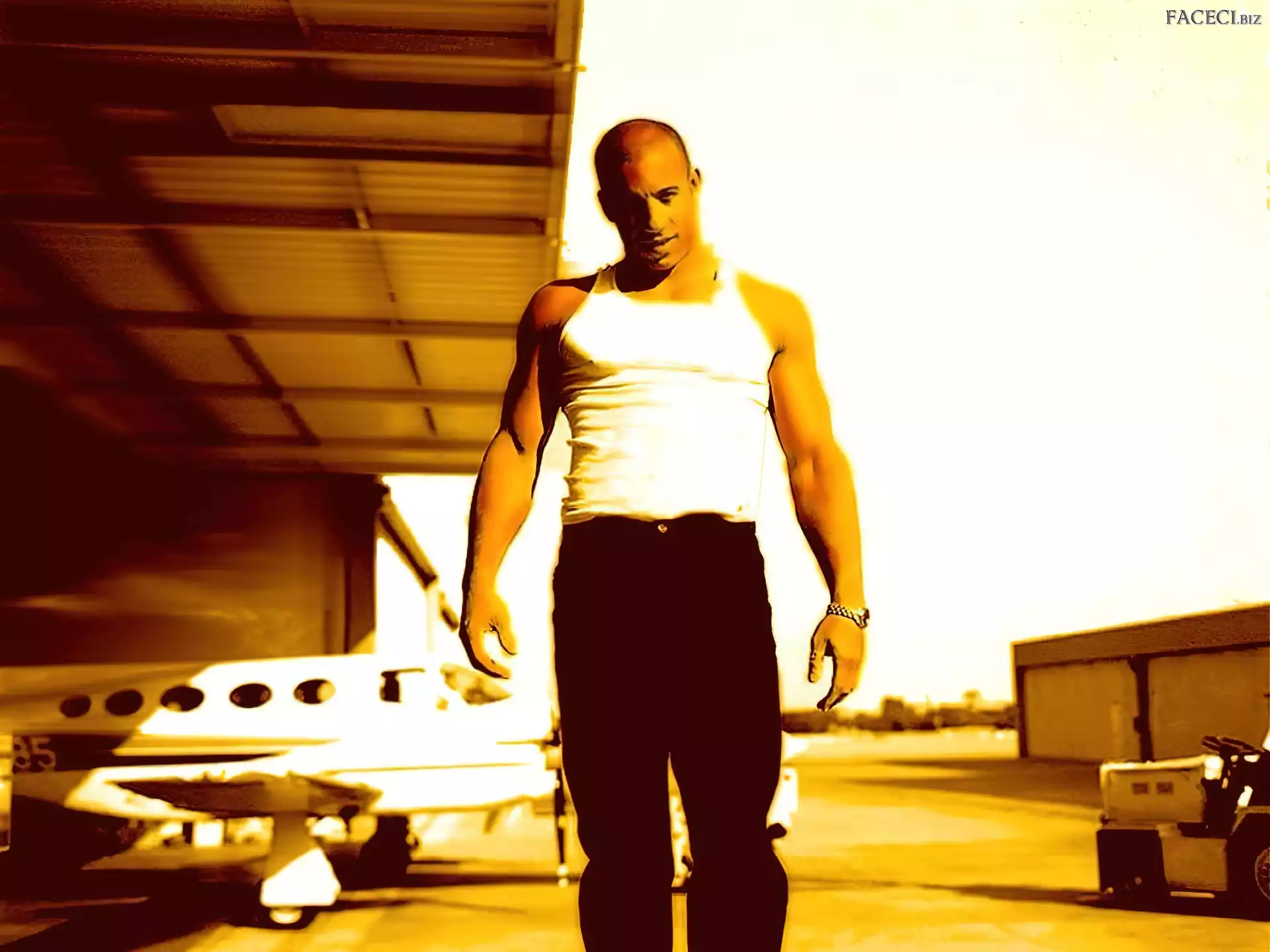 Vin Diesel, biała koszulka