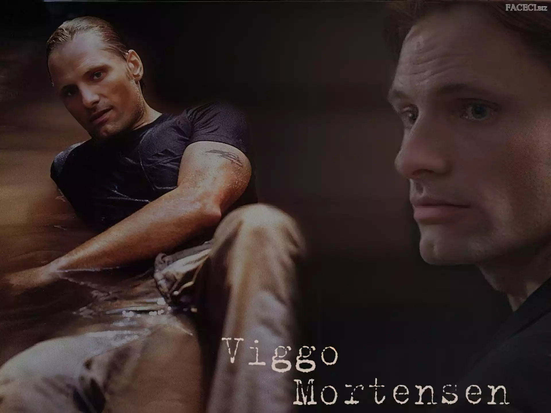 woda, Viggo Mortensen, czarna koszulka
